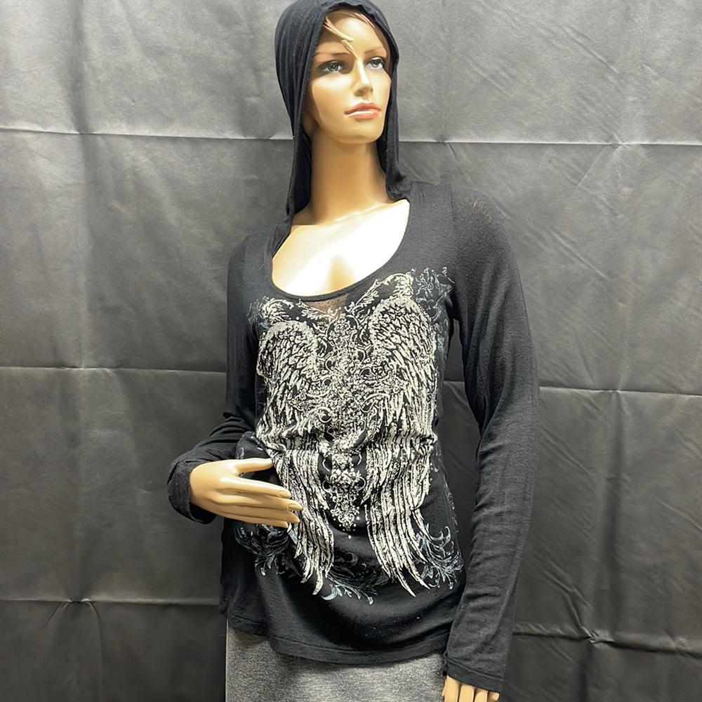 From Los Angeles Active Street Couture Long Sleeve Hooded Tee Shirt